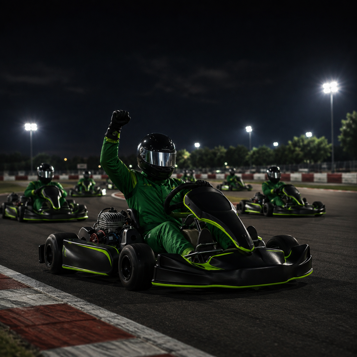 Karts disputando uma curva
